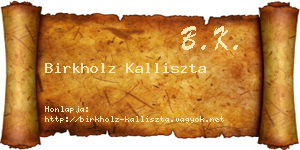 Birkholz Kalliszta névjegykártya